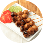 sate balletjes in de hapjeskar van de sluis catering