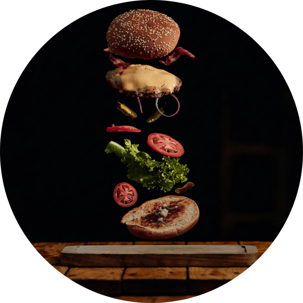hamburger ingredienten van de sluis catering